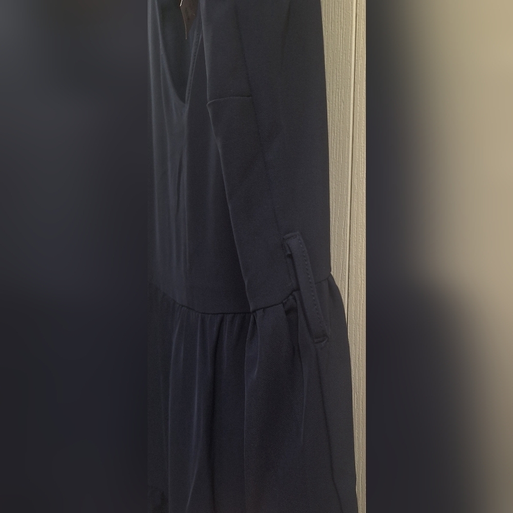 Size 12 Cleos Navy Sleeveless Tiered Dress - Picture 3 of 5